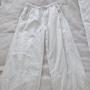 Casual White Linen Pants